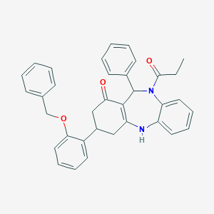 molecular formula C35H32N2O3 B444318 6-phenyl-9-(2-phenylmethoxyphenyl)-5-propanoyl-8,9,10,11-tetrahydro-6H-benzo[b][1,4]benzodiazepin-7-one CAS No. 354538-29-7
