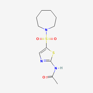 molecular formula C11H17N3O3S2 B4443211 N-[5-(1-azepanylsulfonyl)-1,3-thiazol-2-yl]acetamide 