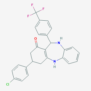 9-(4-Chlorophenyl)-6-[4-(trifluoromethyl)phenyl]-5,6,8,9,10,11-hexahydrobenzo[b][1,4]benzodiazepin-7-one