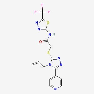 molecular formula C15H12F3N7OS2 B4443254 2-{[4-allyl-5-(4-pyridinyl)-4H-1,2,4-triazol-3-yl]thio}-N-[5-(trifluoromethyl)-1,3,4-thiadiazol-2-yl]acetamide 