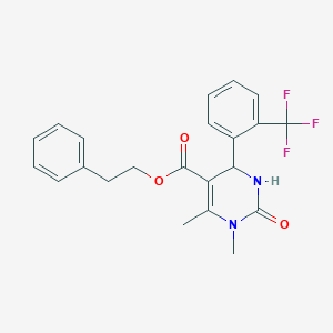 molecular formula C22H21F3N2O3 B444331 2-Phenylethyl 1,6-dimethyl-2-oxo-4-[2-(trifluoromethyl)phenyl]-1,2,3,4-tetrahydropyrimidine-5-carboxylate 