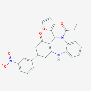 6-(furan-2-yl)-9-(3-nitrophenyl)-5-propanoyl-8,9,10,11-tetrahydro-6H-benzo[b][1,4]benzodiazepin-7-one