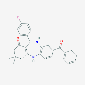 3-benzoyl-6-(4-fluorophenyl)-9,9-dimethyl-6,8,10,11-tetrahydro-5H-benzo[b][1,4]benzodiazepin-7-one