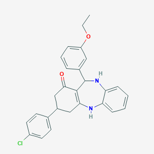 molecular formula C27H25ClN2O2 B444350 9-(4-Chlorophenyl)-6-(3-ethoxyphenyl)-5,6,8,9,10,11-hexahydrobenzo[b][1,4]benzodiazepin-7-one 