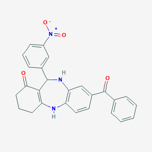 molecular formula C26H21N3O4 B444352 3-Benzoyl-6-(3-nitrophenyl)-5,6,8,9,10,11-hexahydrobenzo[b][1,4]benzodiazepin-7-one 