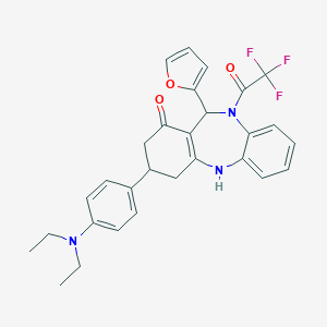 molecular formula C29H28F3N3O3 B444353 3-[4-(diethylamino)phenyl]-11-(2-furyl)-10-(trifluoroacetyl)-2,3,4,5,10,11-hexahydro-1H-dibenzo[b,e][1,4]diazepin-1-one 