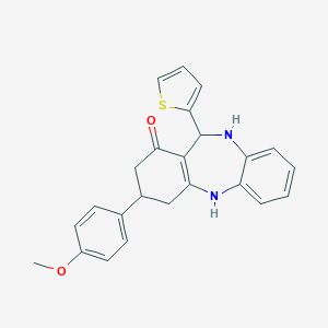 molecular formula C24H22N2O2S B444360 9-(4-Methoxyphenyl)-6-thiophen-2-yl-5,6,8,9,10,11-hexahydrobenzo[b][1,4]benzodiazepin-7-one CAS No. 675152-00-8