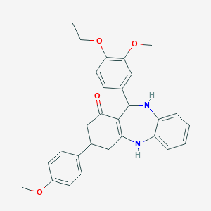 molecular formula C29H30N2O4 B444361 11-(4-ethoxy-3-methoxyphenyl)-3-(4-methoxyphenyl)-2,3,4,5,10,11-hexahydro-1H-dibenzo[b,e][1,4]diazepin-1-one 