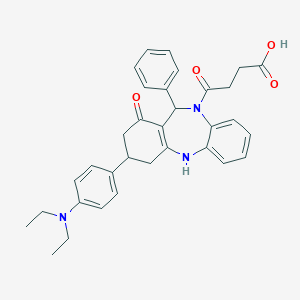 molecular formula C33H35N3O4 B444363 4-{3-[4-(diethylamino)phenyl]-1-oxo-11-phenyl-1,2,3,4,5,11-hexahydro-10H-dibenzo[b,e][1,4]diazepin-10-yl}-4-oxobutanoic acid 