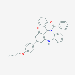 molecular formula C36H34N2O3 B444372 5-benzoyl-9-(4-butoxyphenyl)-6-phenyl-8,9,10,11-tetrahydro-6H-benzo[b][1,4]benzodiazepin-7-one CAS No. 354538-66-2