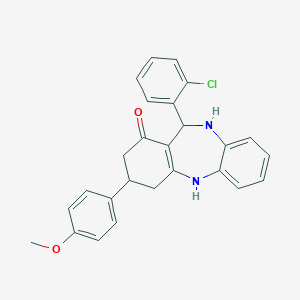 molecular formula C26H23ClN2O2 B444374 6-(2-Chlorophenyl)-9-(4-methoxyphenyl)-5,6,8,9,10,11-hexahydrobenzo[b][1,4]benzodiazepin-7-one CAS No. 312622-65-4
