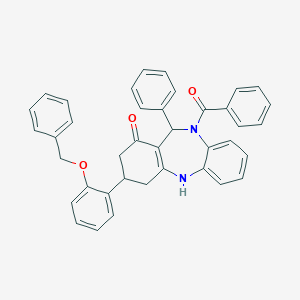 molecular formula C39H32N2O3 B444378 5-benzoyl-9-(2-benzyloxyphenyl)-6-phenyl-8,9,10,11-tetrahydro-6H-benzo[b][1,4]benzodiazepin-7-one 