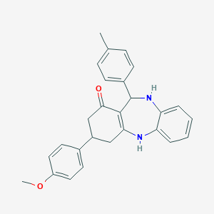 molecular formula C27H26N2O2 B444380 9-(4-Methoxyphenyl)-6-(4-methylphenyl)-5,6,8,9,10,11-hexahydrobenzo[b][1,4]benzodiazepin-7-one CAS No. 675153-88-5