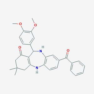 molecular formula C30H30N2O4 B444386 3-benzoyl-6-(3,4-dimethoxyphenyl)-9,9-dimethyl-6,8,10,11-tetrahydro-5H-benzo[b][1,4]benzodiazepin-7-one CAS No. 354538-75-3