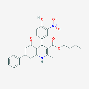 molecular formula C27H28N2O6 B444394 Butyl 4-(4-hydroxy-3-nitrophenyl)-2-methyl-5-oxo-7-phenyl-1,4,5,6,7,8-hexahydroquinoline-3-carboxylate 