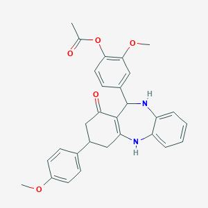 molecular formula C29H28N2O5 B444396 2-methoxy-4-[3-(4-methoxyphenyl)-1-oxo-2,3,4,5,10,11-hexahydro-1H-dibenzo[b,e][1,4]diazepin-11-yl]phenyl acetate 