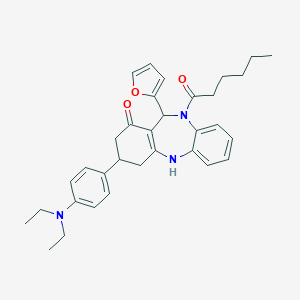 molecular formula C33H39N3O3 B444397 3-[4-(diethylamino)phenyl]-11-(2-furyl)-10-hexanoyl-2,3,4,5,10,11-hexahydro-1H-dibenzo[b,e][1,4]diazepin-1-one 