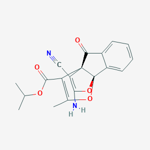 11-Isopropoxycarbonyl-10-methyl-2-amino-4-oxo-4,3a,8b-trihydro-3a,8b-expoxyethenoindeno[1,2-b]furan-3-carbonitrile