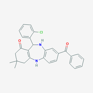 molecular formula C28H25ClN2O2 B444410 3-benzoyl-6-(2-chlorophenyl)-9,9-dimethyl-6,8,10,11-tetrahydro-5H-benzo[b][1,4]benzodiazepin-7-one CAS No. 354538-92-4