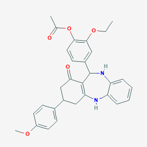 [2-Ethoxy-4-[9-(4-methoxyphenyl)-7-oxo-5,6,8,9,10,11-hexahydrobenzo[b][1,4]benzodiazepin-6-yl]phenyl] acetate
