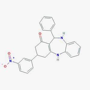molecular formula C25H21N3O3 B444414 3-(3-nitrophenyl)-11-phenyl-2,3,4,5,10,11-hexahydro-1H-dibenzo[b,e][1,4]diazepin-1-one 
