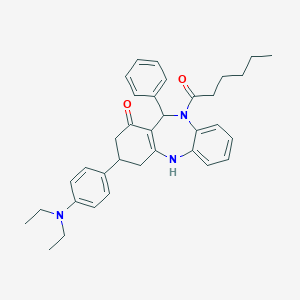 molecular formula C35H41N3O2 B444433 3-[4-(diethylamino)phenyl]-10-hexanoyl-11-phenyl-2,3,4,5,10,11-hexahydro-1H-dibenzo[b,e][1,4]diazepin-1-one 