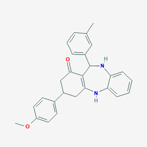 molecular formula C27H26N2O2 B444434 9-(4-Methoxyphenyl)-6-(m-tolyl)-5,6,8,9,10,11-hexahydrobenzo[b][1,4]benzodiazepin-7-one 