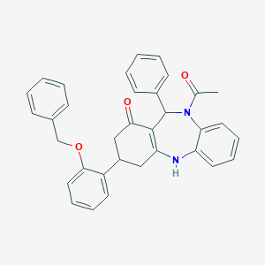 molecular formula C34H30N2O3 B444438 5-acetyl-6-phenyl-9-(2-phenylmethoxyphenyl)-8,9,10,11-tetrahydro-6H-benzo[b][1,4]benzodiazepin-7-one CAS No. 354539-44-9