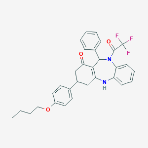 molecular formula C31H29F3N2O3 B444439 9-(4-butoxyphenyl)-6-phenyl-5-(2,2,2-trifluoroacetyl)-8,9,10,11-tetrahydro-6H-benzo[b][1,4]benzodiazepin-7-one CAS No. 354539-43-8