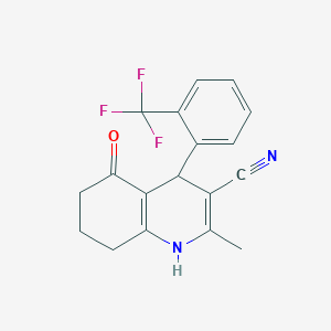 molecular formula C18H15F3N2O B444440 2-Methyl-5-oxo-4-[2-(trifluoromethyl)phenyl]-1,4,5,6,7,8-hexahydro-3-quinolinecarbonitrile 