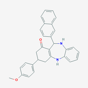 molecular formula C30H26N2O2 B444445 3-(4-methoxyphenyl)-11-(2-naphthyl)-2,3,4,5,10,11-hexahydro-1H-dibenzo[b,e][1,4]diazepin-1-one 