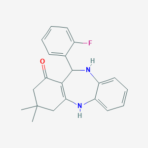 molecular formula C21H21FN2O B444455 6-(2-氟苯基)-9,9-二甲基-6,8,10,11-四氢-5H-苯并[b][1,4]苯并二氮杂卓-7-酮 CAS No. 336177-42-5