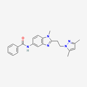 molecular formula C22H23N5O B4444558 N-{2-[2-(3,5-dimethyl-1H-pyrazol-1-yl)ethyl]-1-methyl-1H-benzimidazol-5-yl}benzamide 