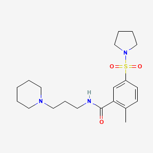 2-methyl-N-[3-(1-piperidinyl)propyl]-5-(1-pyrrolidinylsulfonyl)benzamide