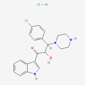 3-(4-chlorophenyl)-2-hydroxy-1-(1H-indol-3-yl)-3-piperazin-1-ylpropan-1-one;hydrochloride