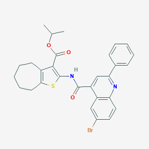 molecular formula C29H27BrN2O3S B444481 isopropyl 2-{[(6-bromo-2-phenyl-4-quinolinyl)carbonyl]amino}-5,6,7,8-tetrahydro-4H-cyclohepta[b]thiophene-3-carboxylate 