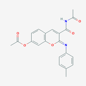 molecular formula C21H18N2O5 B444488 3-[(acetylamino)carbonyl]-2-[(4-methylphenyl)imino]-2H-chromen-7-yl acetate 