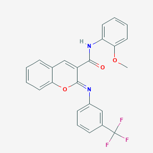 molecular formula C24H17F3N2O3 B444491 N-(2-methoxyphenyl)-2-{[3-(trifluoromethyl)phenyl]imino}-2H-chromene-3-carboxamide 