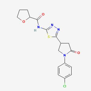 molecular formula C17H17ClN4O3S B4444923 N-{5-[1-(4-chlorophenyl)-5-oxo-3-pyrrolidinyl]-1,3,4-thiadiazol-2-yl}tetrahydro-2-furancarboxamide 