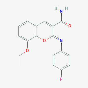 8-ethoxy-2-[(4-fluorophenyl)imino]-2H-chromene-3-carboxamide