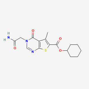 cyclohexyl 3-(2-amino-2-oxoethyl)-5-methyl-4-oxo-3,4-dihydrothieno[2,3-d]pyrimidine-6-carboxylate