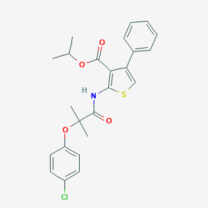 molecular formula C24H24ClNO4S B444502 Isopropyl 2-{[2-(4-chlorophenoxy)-2-methylpropanoyl]amino}-4-phenyl-3-thiophenecarboxylate 
