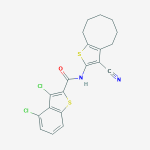 molecular formula C20H16Cl2N2OS2 B444505 3,4-dichloro-N-(3-cyano-4,5,6,7,8,9-hexahydrocycloocta[b]thiophen-2-yl)-1-benzothiophene-2-carboxamide 