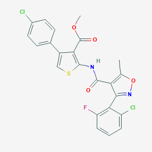 molecular formula C23H15Cl2FN2O4S B444507 Methyl 2-({[3-(2-chloro-6-fluorophenyl)-5-methyl-4-isoxazolyl]carbonyl}amino)-4-(4-chlorophenyl)-3-thiophenecarboxylate 