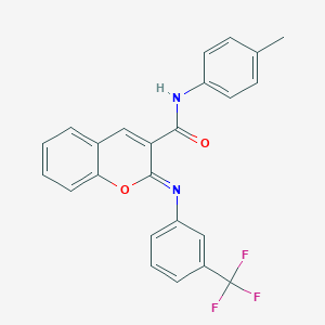 molecular formula C24H17F3N2O2 B444526 N-(4-methylphenyl)-2-{[3-(trifluoromethyl)phenyl]imino}-2H-chromene-3-carboxamide 