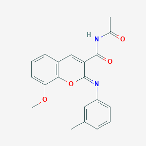(2Z)-N-acetyl-8-methoxy-2-[(3-methylphenyl)imino]-2H-chromene-3-carboxamide