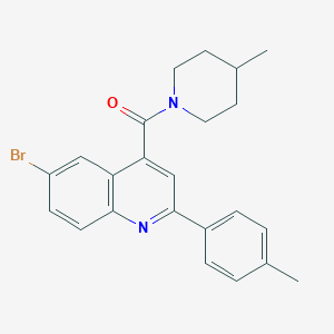 molecular formula C23H23BrN2O B444529 [6-Bromo-2-(4-methylphenyl)-4-quinolyl](4-methylpiperidino)methanone 
