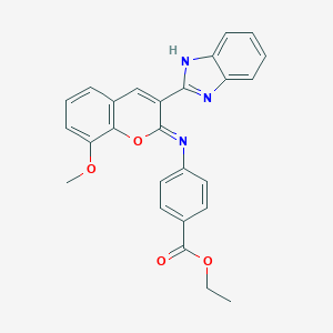 molecular formula C26H21N3O4 B444534 ethyl 4-{[(2Z)-3-(1H-benzimidazol-2-yl)-8-methoxy-2H-chromen-2-ylidene]amino}benzoate 