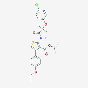 molecular formula C26H28ClNO5S B444539 Isopropyl 2-{[2-(4-chlorophenoxy)-2-methylpropanoyl]amino}-4-(4-ethoxyphenyl)-3-thiophenecarboxylate 
