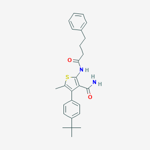 molecular formula C26H30N2O2S B444540 4-(4-Tert-butylphenyl)-5-methyl-2-[(4-phenylbutanoyl)amino]-3-thiophenecarboxamide 